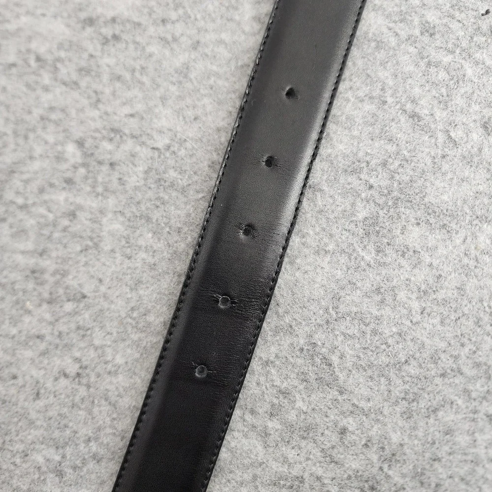 Banana Republic Mens 34 Leather Belt Black Silver Buckle Dress